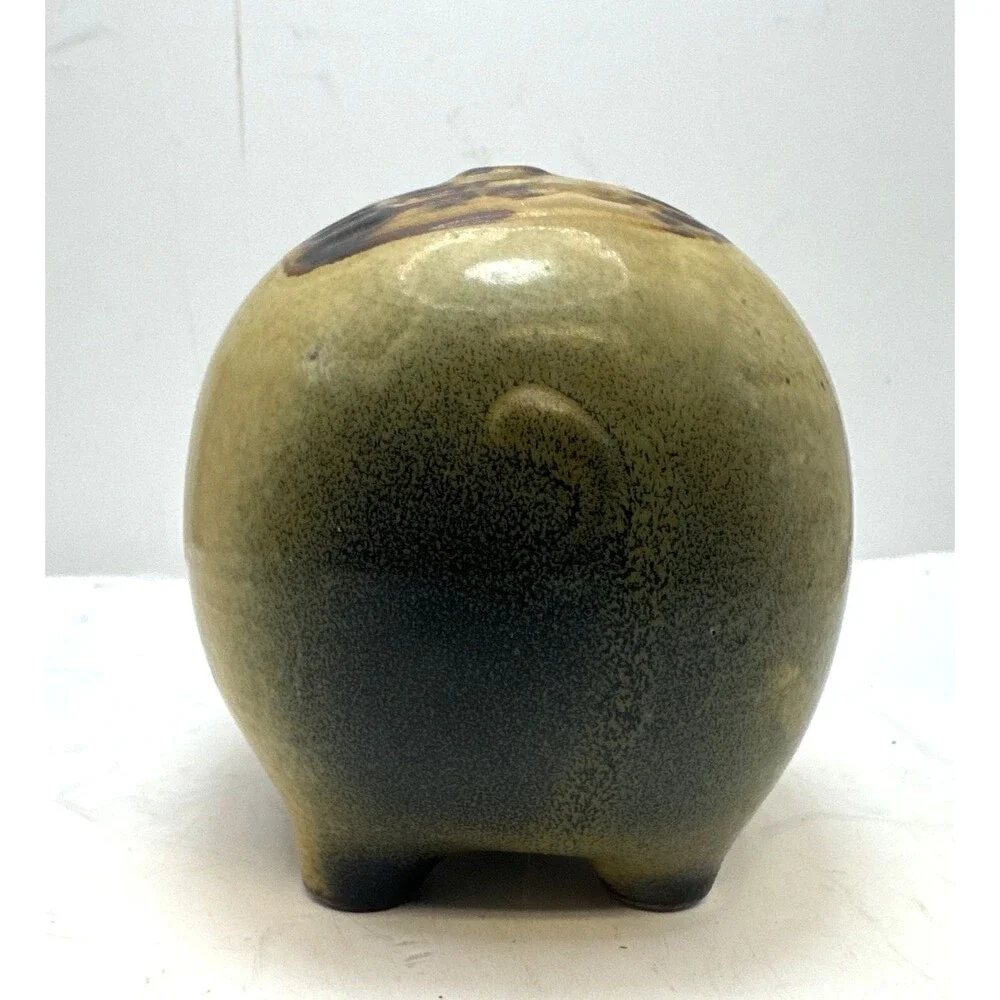 Art Pottery Stoneware Speckled Piggy Bank Money Saver No Stopper Vintage